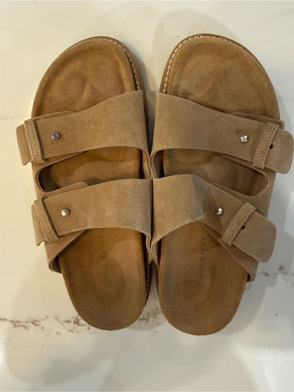 Jenni Kayne Suede Hutton Slides - Double-Strap Sandals - Tan - size 39 (8.5) - Picture 4 of 6